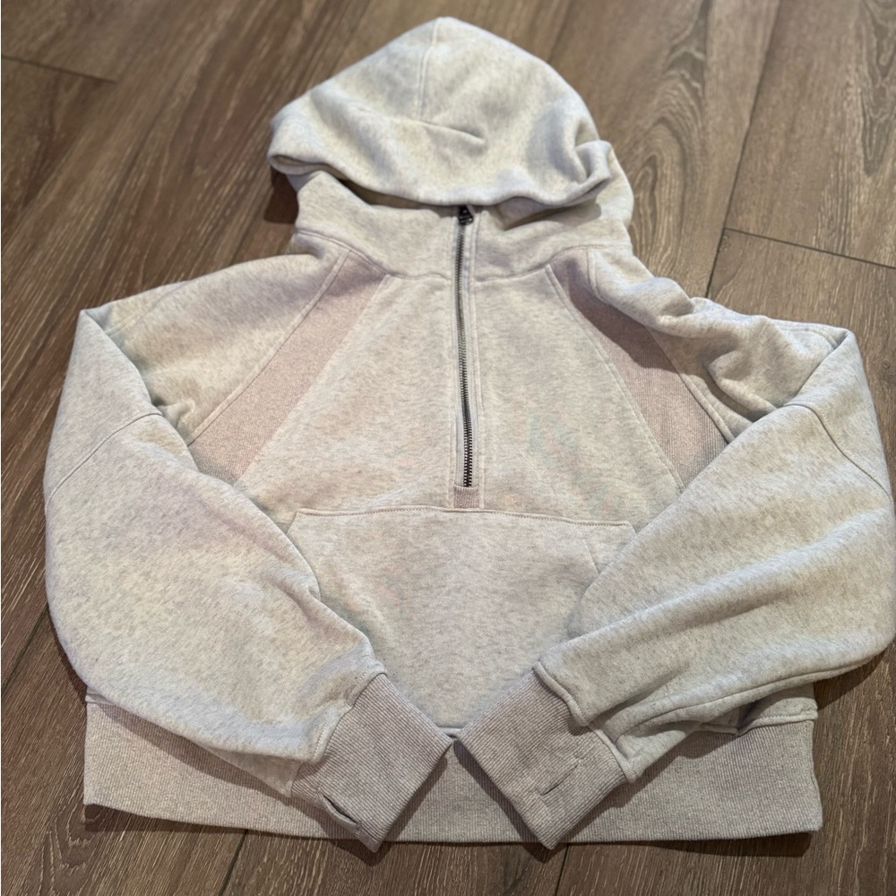 Grey Quarter zip hoodie cropped